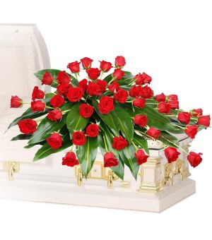 Graceful 48 Red Rose Casket Spray