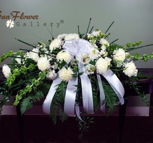 White And Green Casket Spray